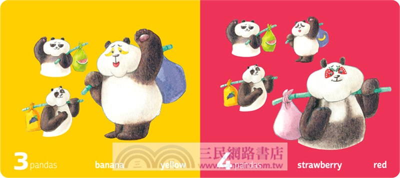 Pandas Love Fruit：A magical numbers and colors book熊貓黑白猜冷藏數字書