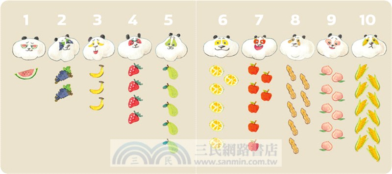 Pandas Love Fruit：A magical numbers and colors book熊貓黑白猜冷藏數字書