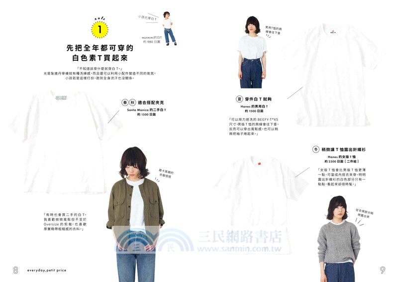 隨意穿時尚！日本雜誌超人氣讀模的平價穿搭法則：風格單品263選，無印良品、UNIQLO、GU、ZARA、H&M年間好感穿搭計畫