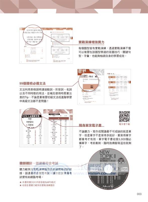 NEWTOPIKII怪物講師教學團隊的新韓檢中高級聽力+寫作+閱讀全攻略