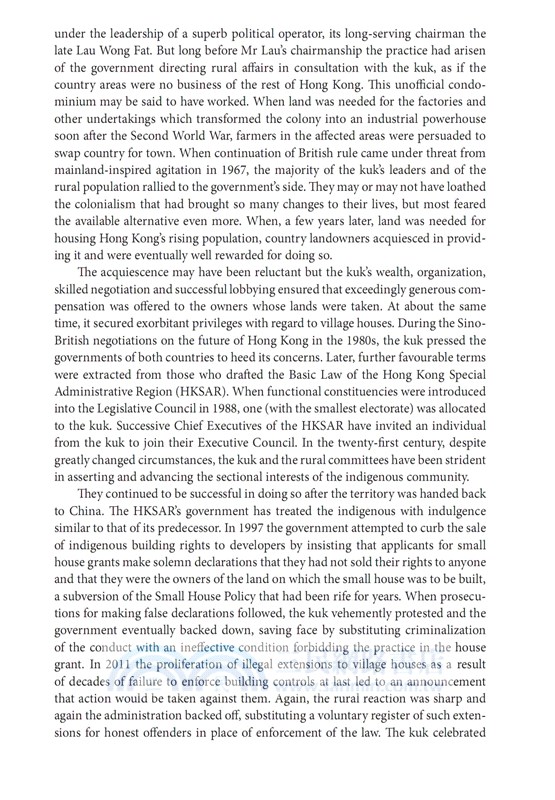 The Unruly New Territories：Small Houses, Ancestral Estates, Illegal Structures, and Other Customary Land Practices of Rural Hong Kong